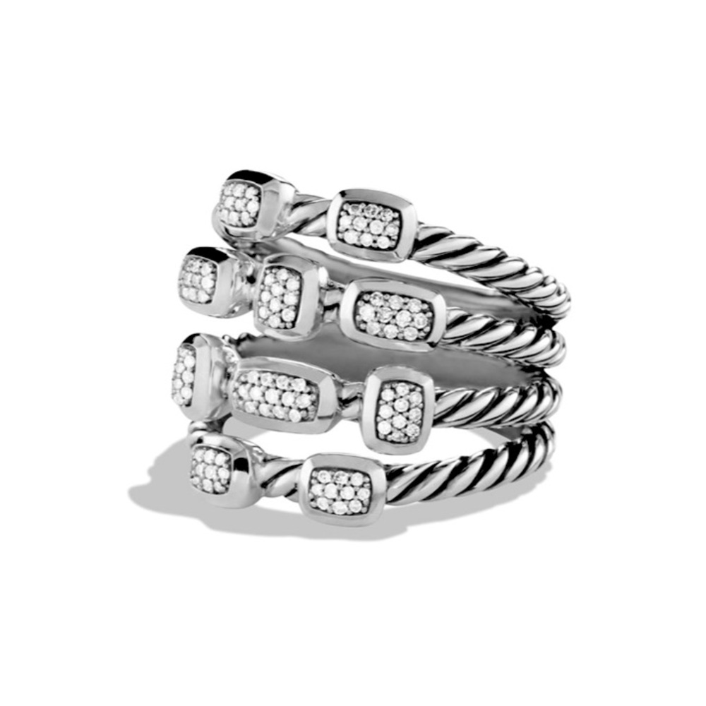 David Yurman 4 Row Pave Diamond Confetti Ring
